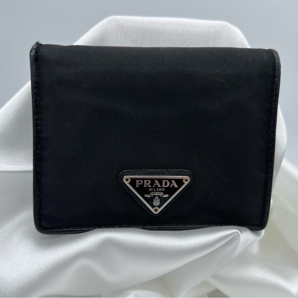 PRADA Nylon and Leather Bifold Wallet EUC - Picture 1 of 5